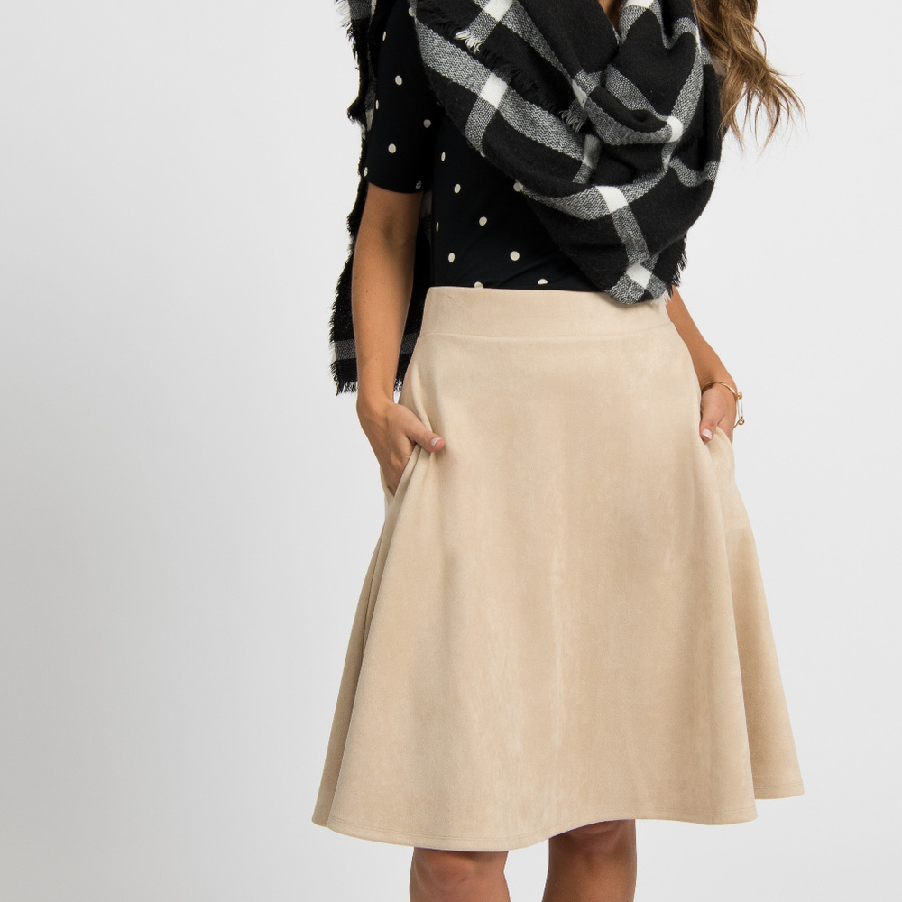 Faux Suede Skirt Cream
